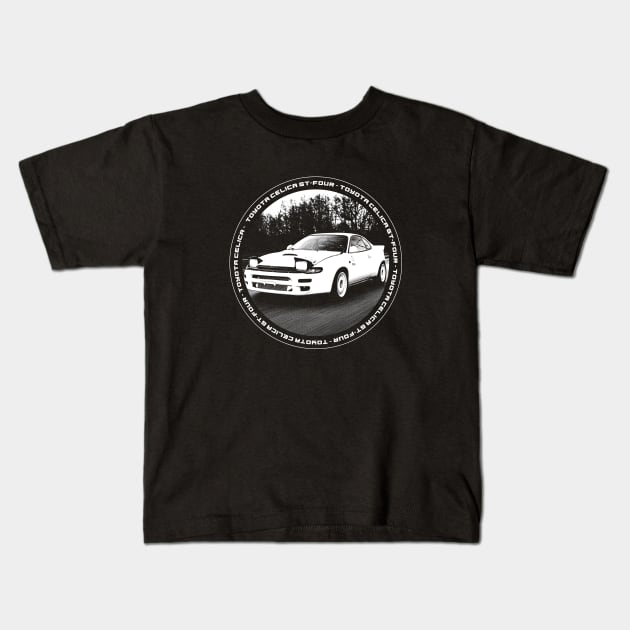 TOYOTA CELICA GT-FOUR ST185 Black 'N White 4 (Black Version) Kids T-Shirt by Cero